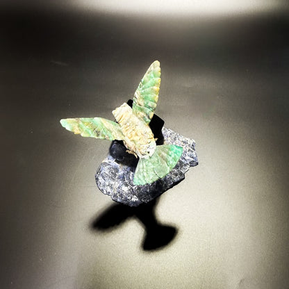 Piedra negra - Turmalina | Colibrí tallado murralla esmeralda colombiana